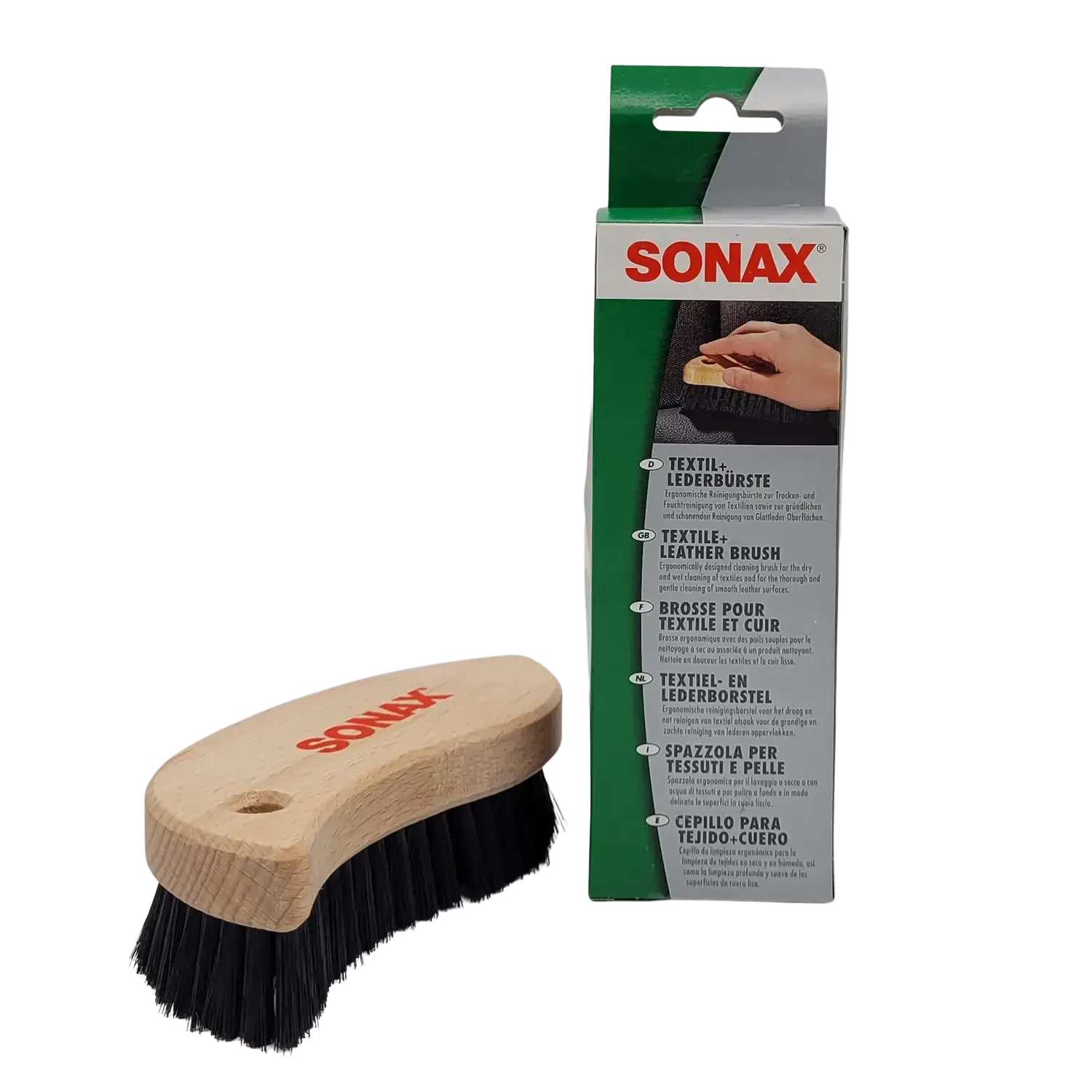 Borstel van textiel en leer