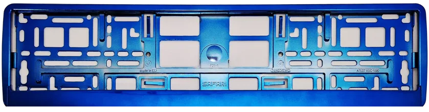 Clip-on blauwe chromen plaathouder