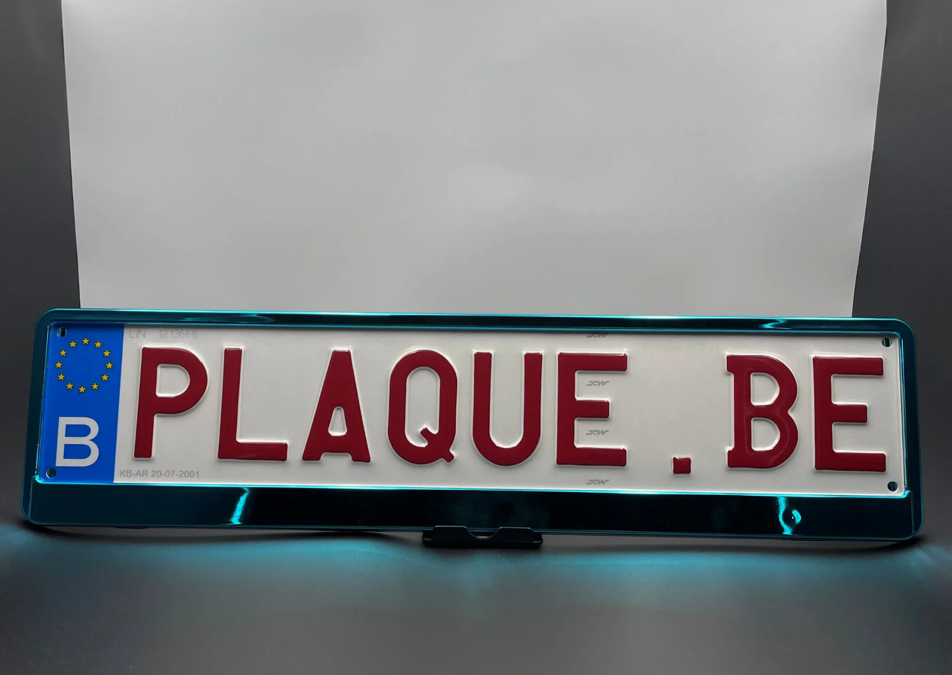 Porte-plaque Turquoise Chromé